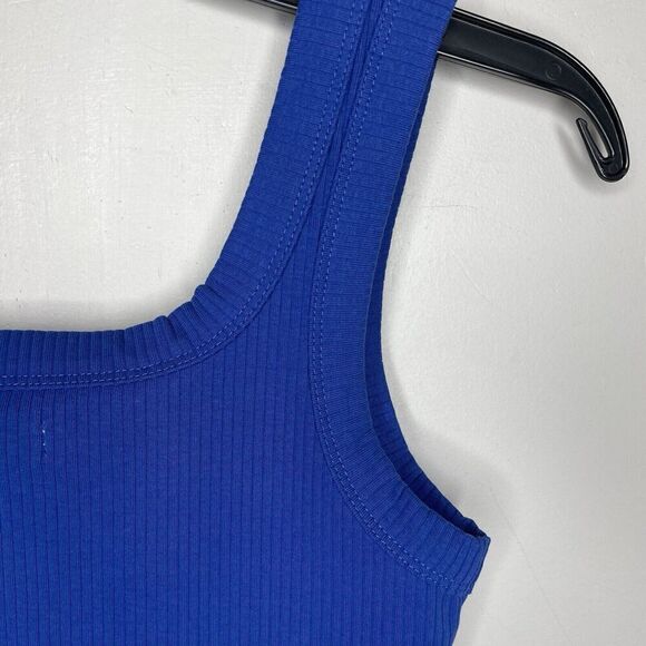 MADEWELL Crop Tank Top Women XS Pure Blue Ribbed NEW Wide Strap NL398 - Picture 8 of 11
